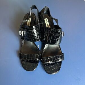 Karl Lagerfeld Glossy Black Croc Sandals